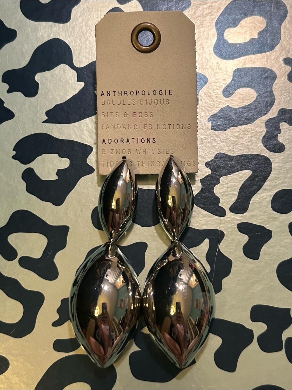 NWT Anthropologie Polished Silver Teardrop Dangle Earrings costume jewelry